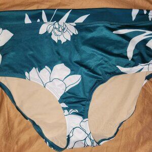 Swim by Cacique Green Floral Swim Bottoms Plus Size 24